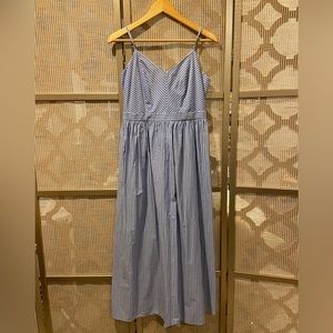 Petite LOFT 100% cotton sleeveless blue and white striped dress